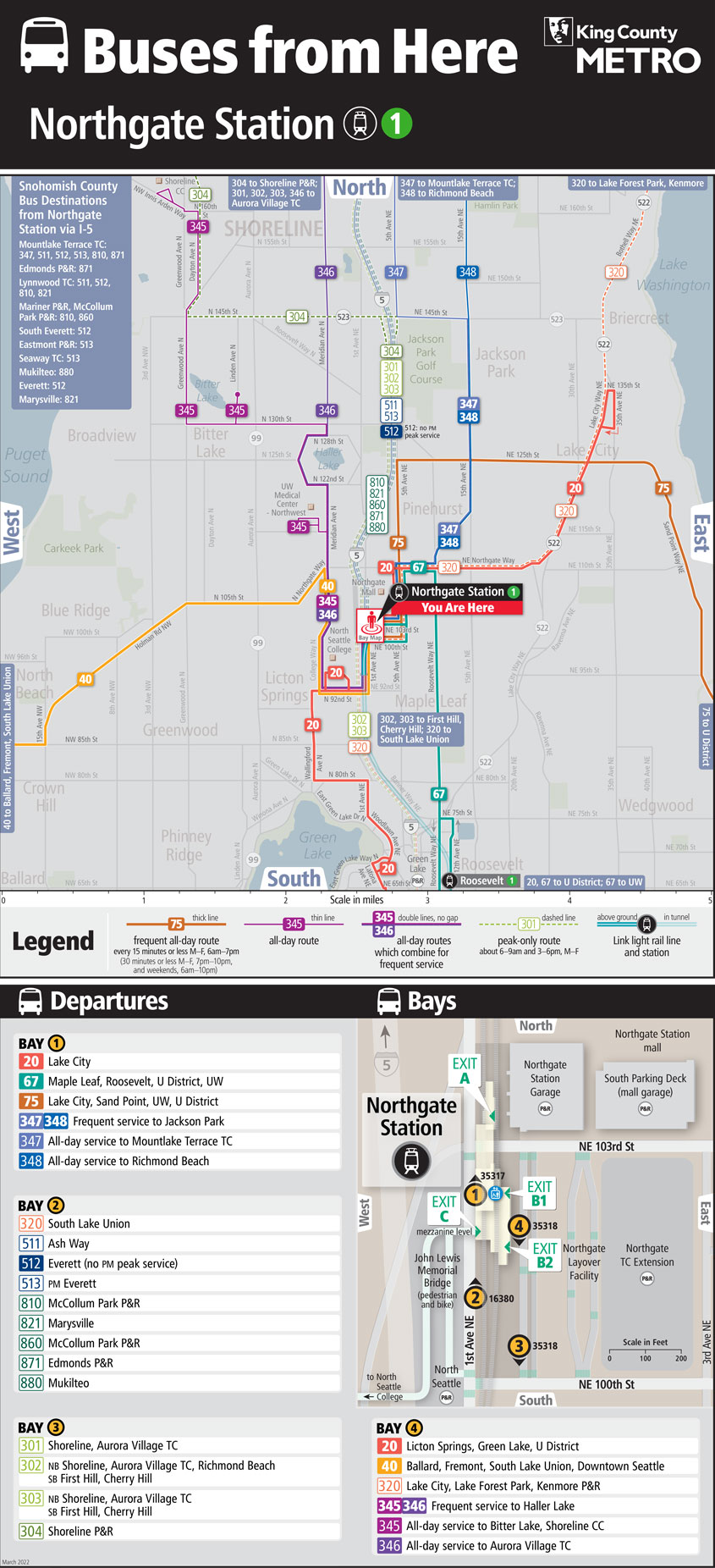 Map showing Northgate Station boarding locations